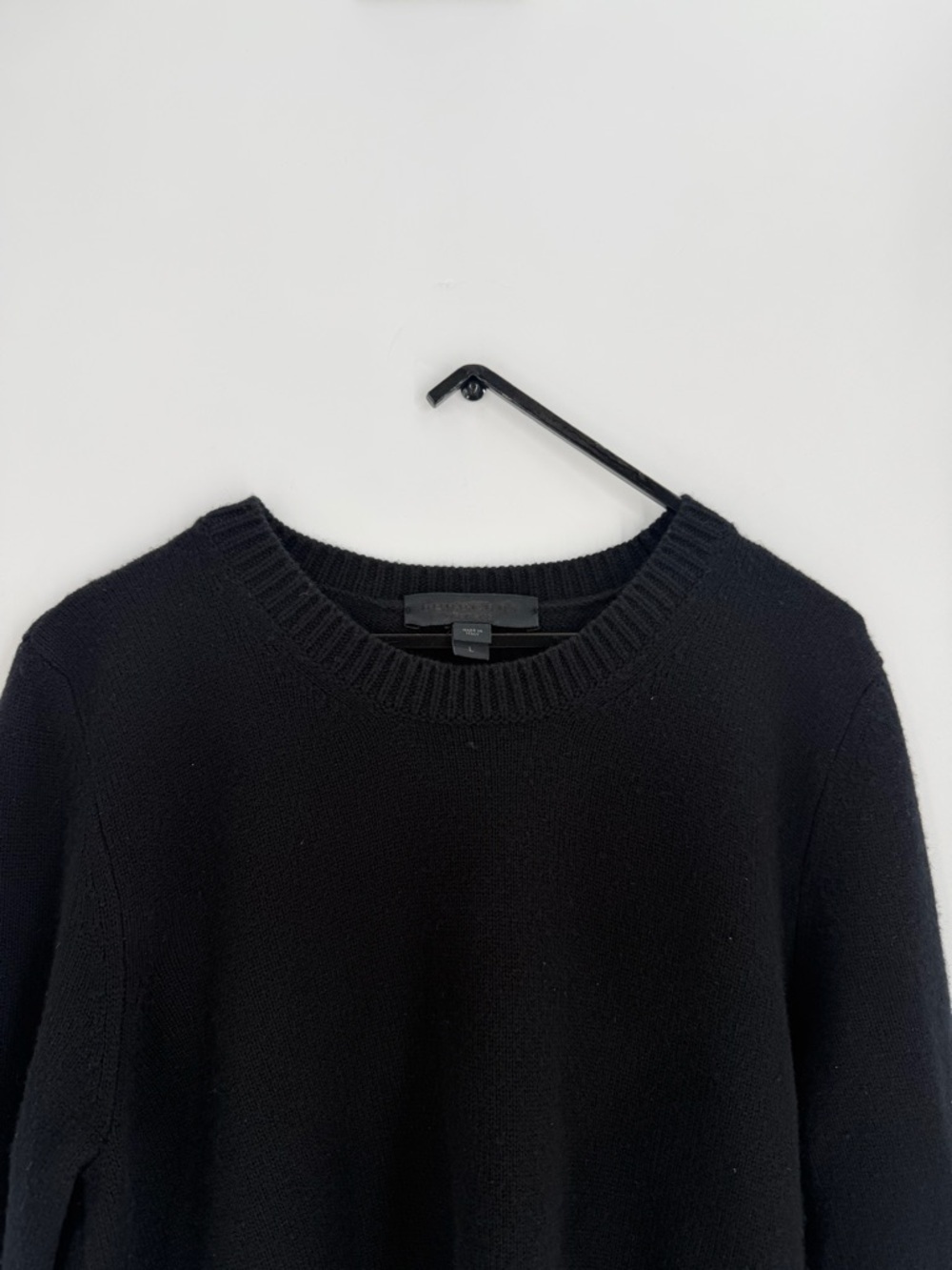Burberry Prorsum Cashmere Blend Pleated Back Long Sleeve Crewneck Black Sweater